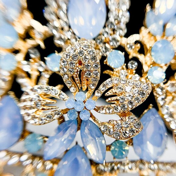 Flower Crown, Gemstone Crown, Gold crown, Blue Gemstone crown, Goddess crown - Picture 2 of 6